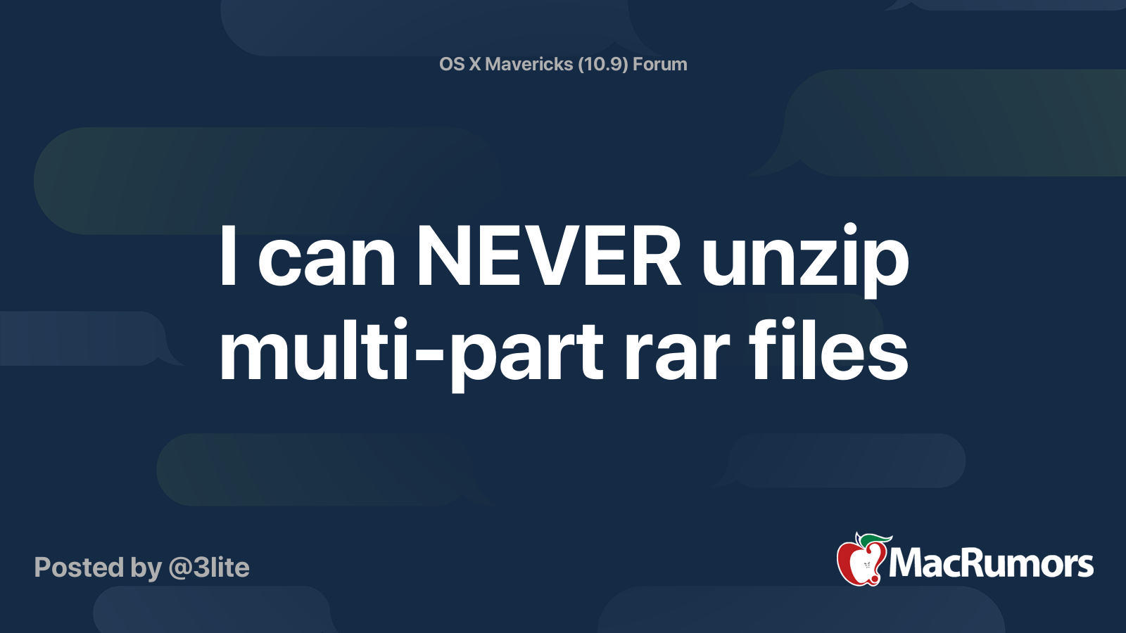 I Can Never Unzip Multi Part Rar Files Macrumors Forums