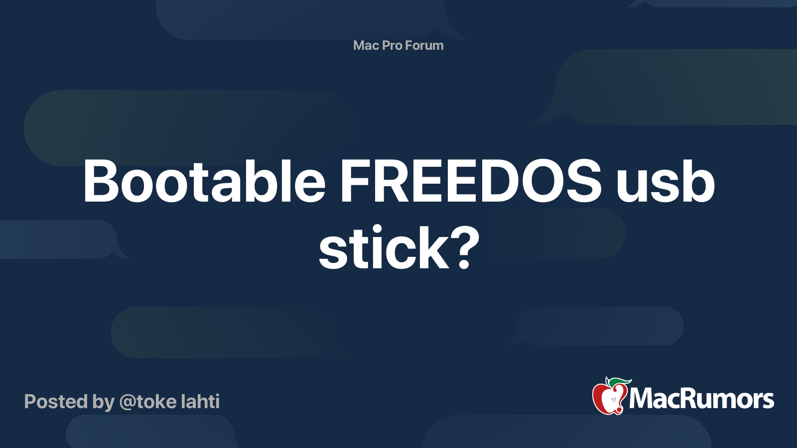 Bootable FREEDOS usb stick? MacRumors Forums