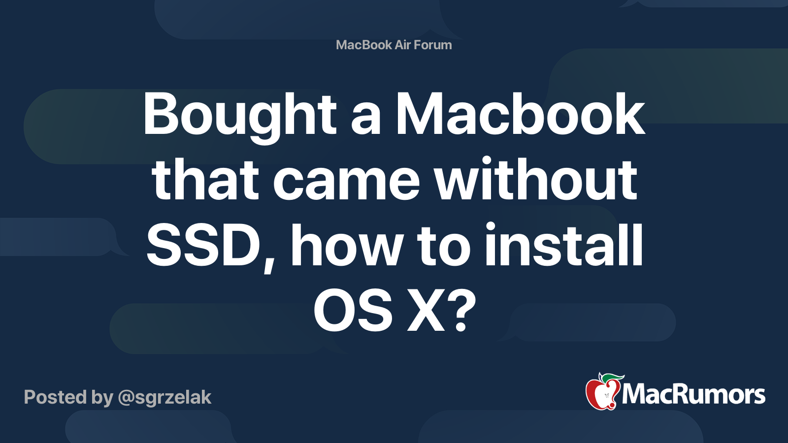 Bought a Macbook that came without SSD, how to install OS X