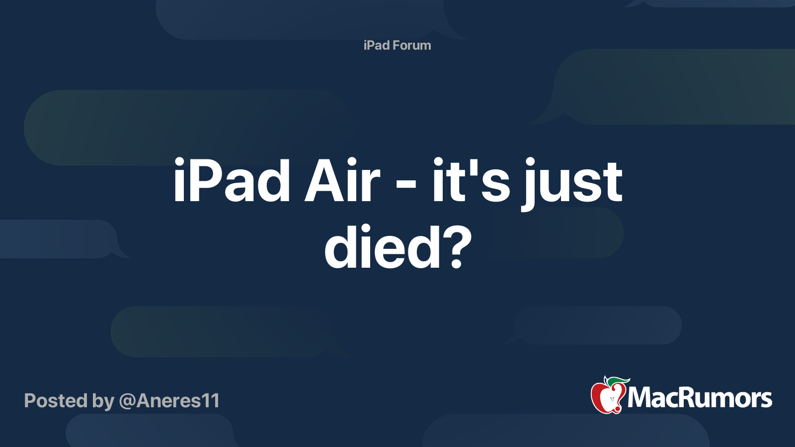 iPad Air - it's just died? | MacRumors Forums