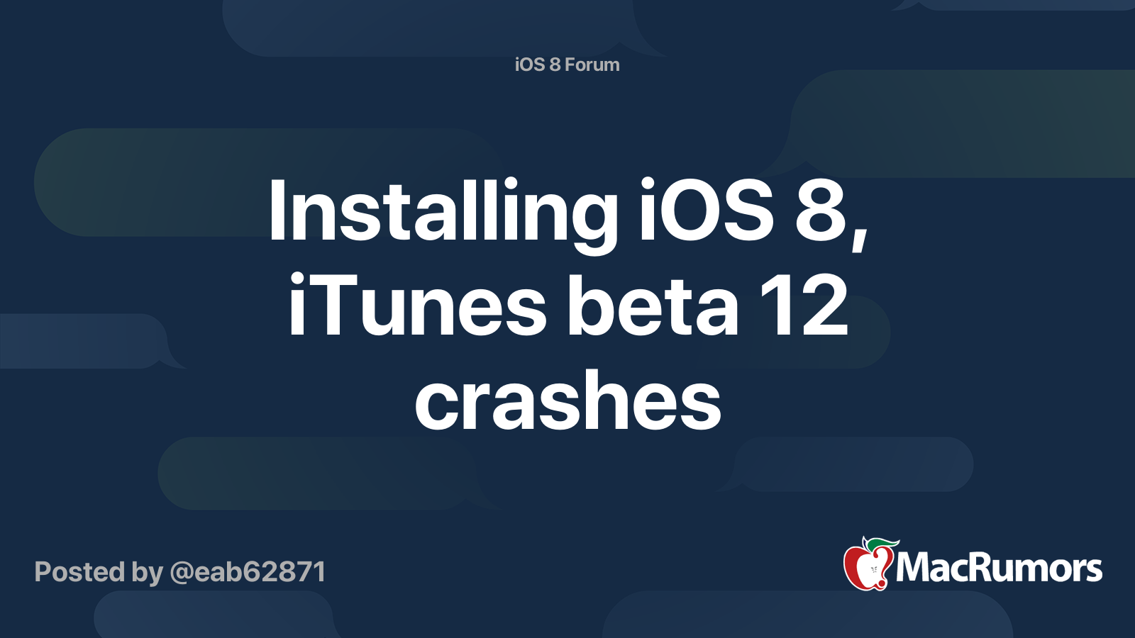 Installing iOS 8, iTunes beta 12 crashes MacRumors Forums