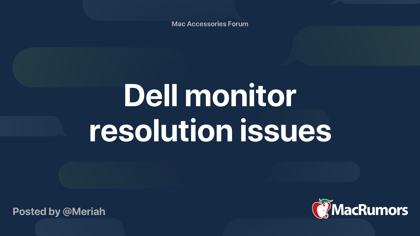 Dell monitor resolution issues MacRumors Forums