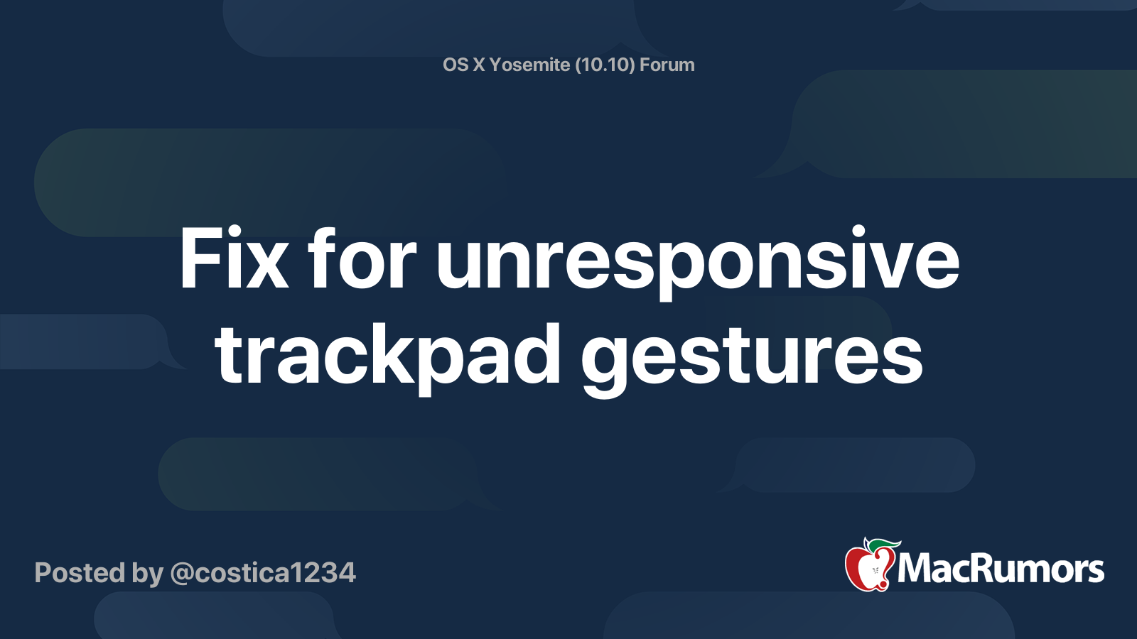 Fix for unresponsive trackpad gestures MacRumors Forums