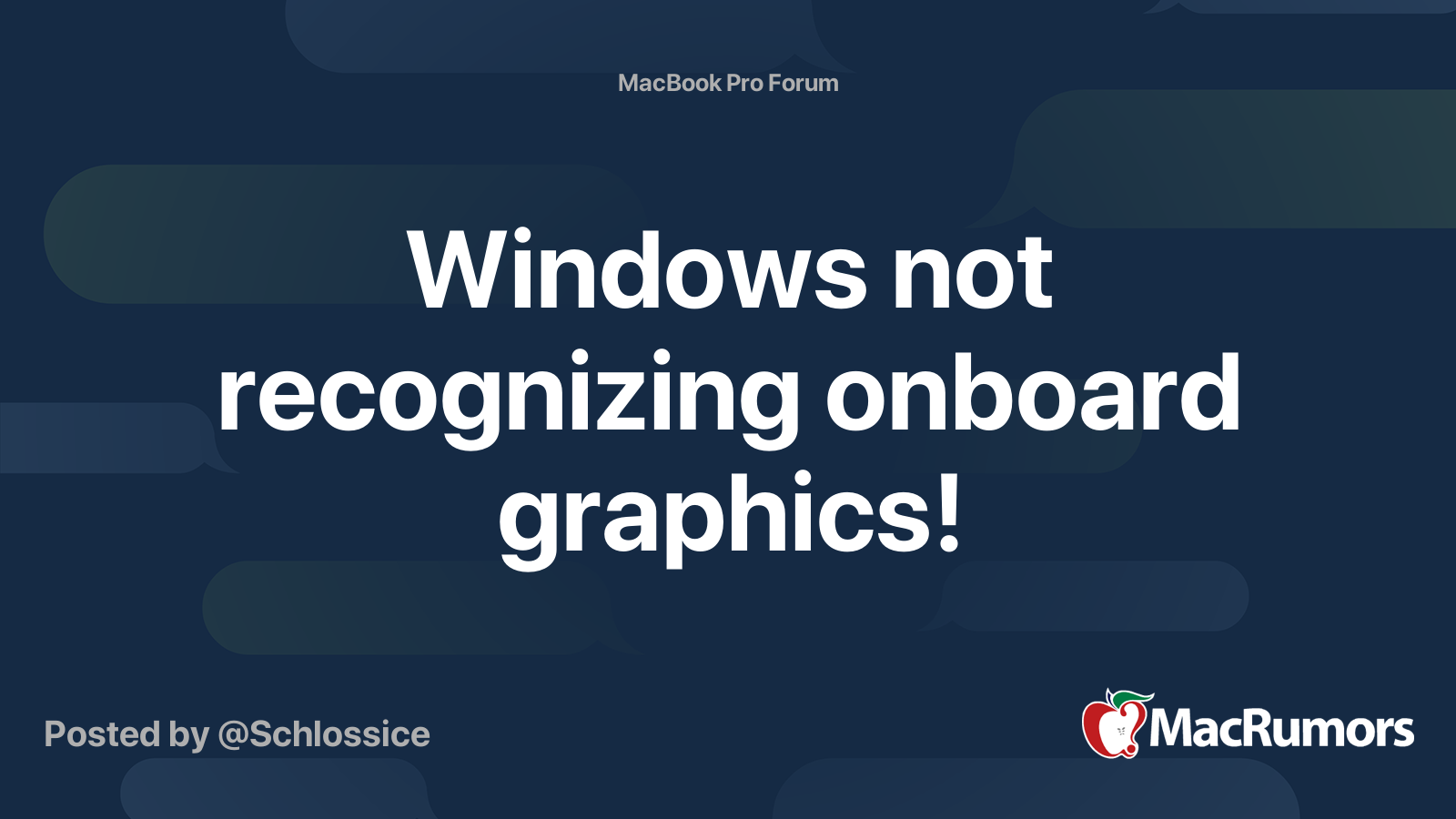 Windows Not Recognizing Onboard Graphics MacRumors Forums