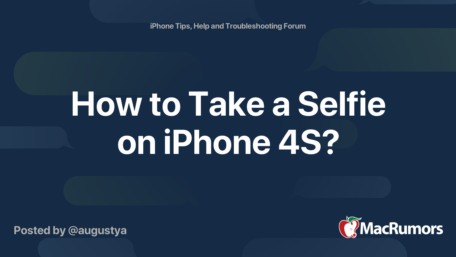 How to Take a Selfie on iPhone 4S? | MacRumors Forums