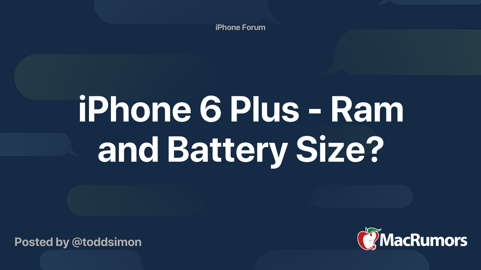 iPhone 6 Plus - Ram and Battery Size? | MacRumors Forums