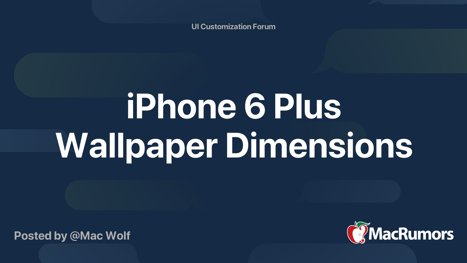 iPhone 6 Plus Wallpaper Dimensions | MacRumors Forums