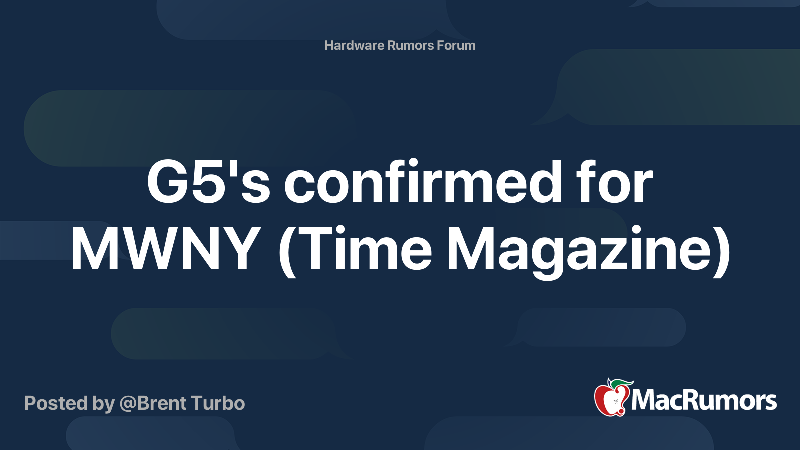 G5's confirmed for MWNY (Time Magazine) | MacRumors Forums