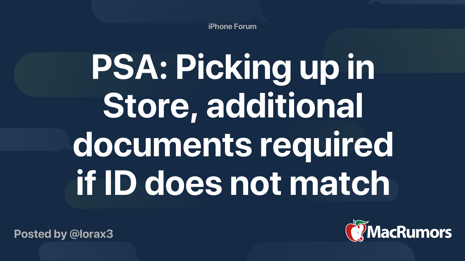 PSA Picking up in Store, additional documents required if ID does not