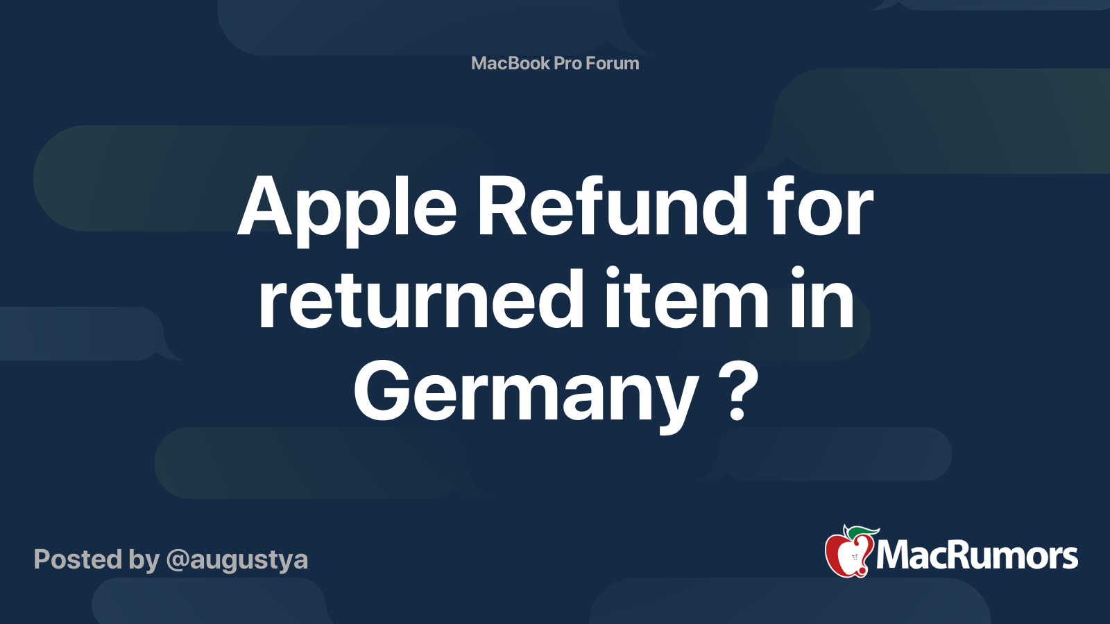 Apple Refund for returned item in Germany ? MacRumors Forums