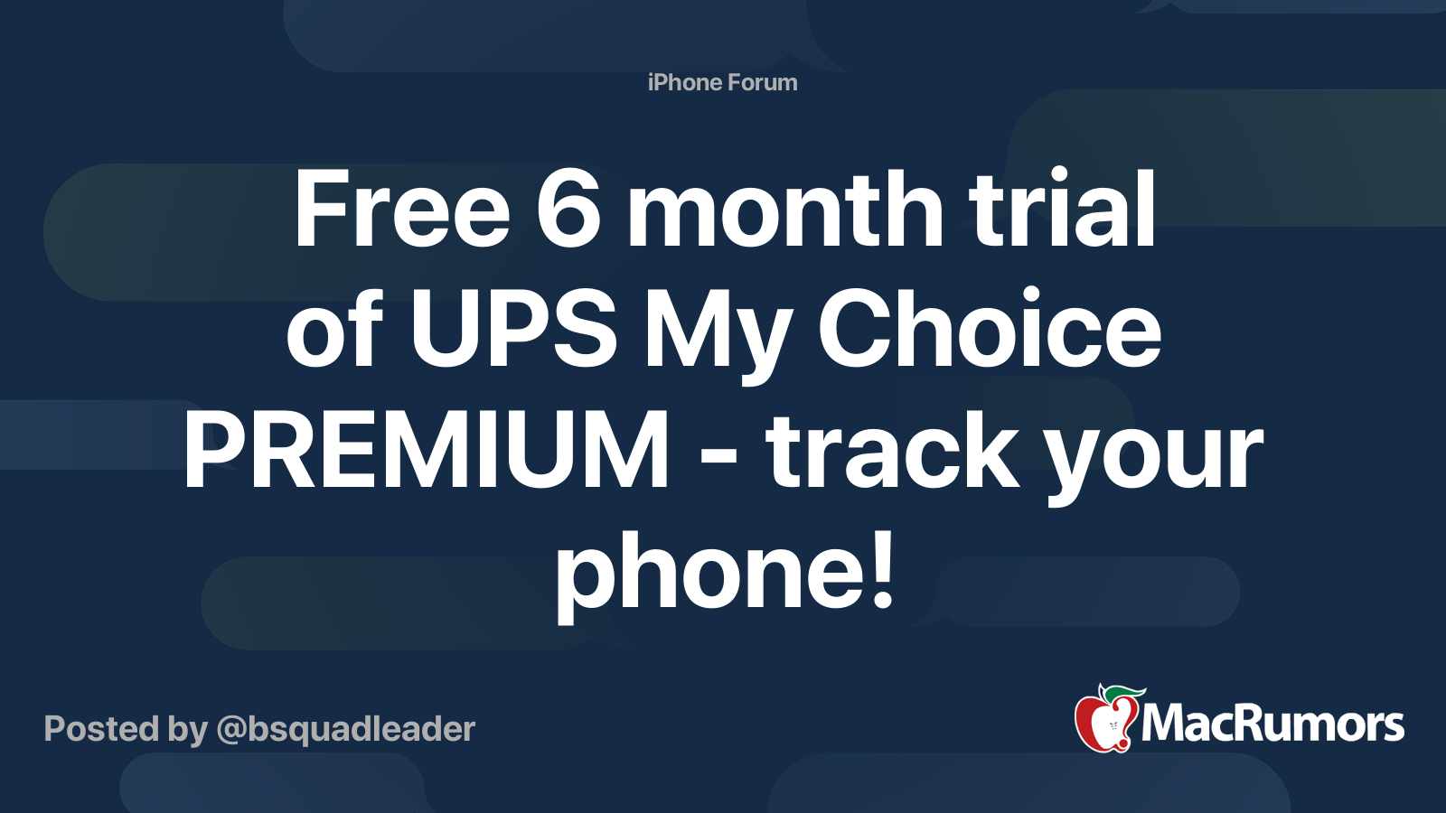 Free 6 Month Trial Of Ups My Choice Premium Track Your Phone Macrumors Forums
