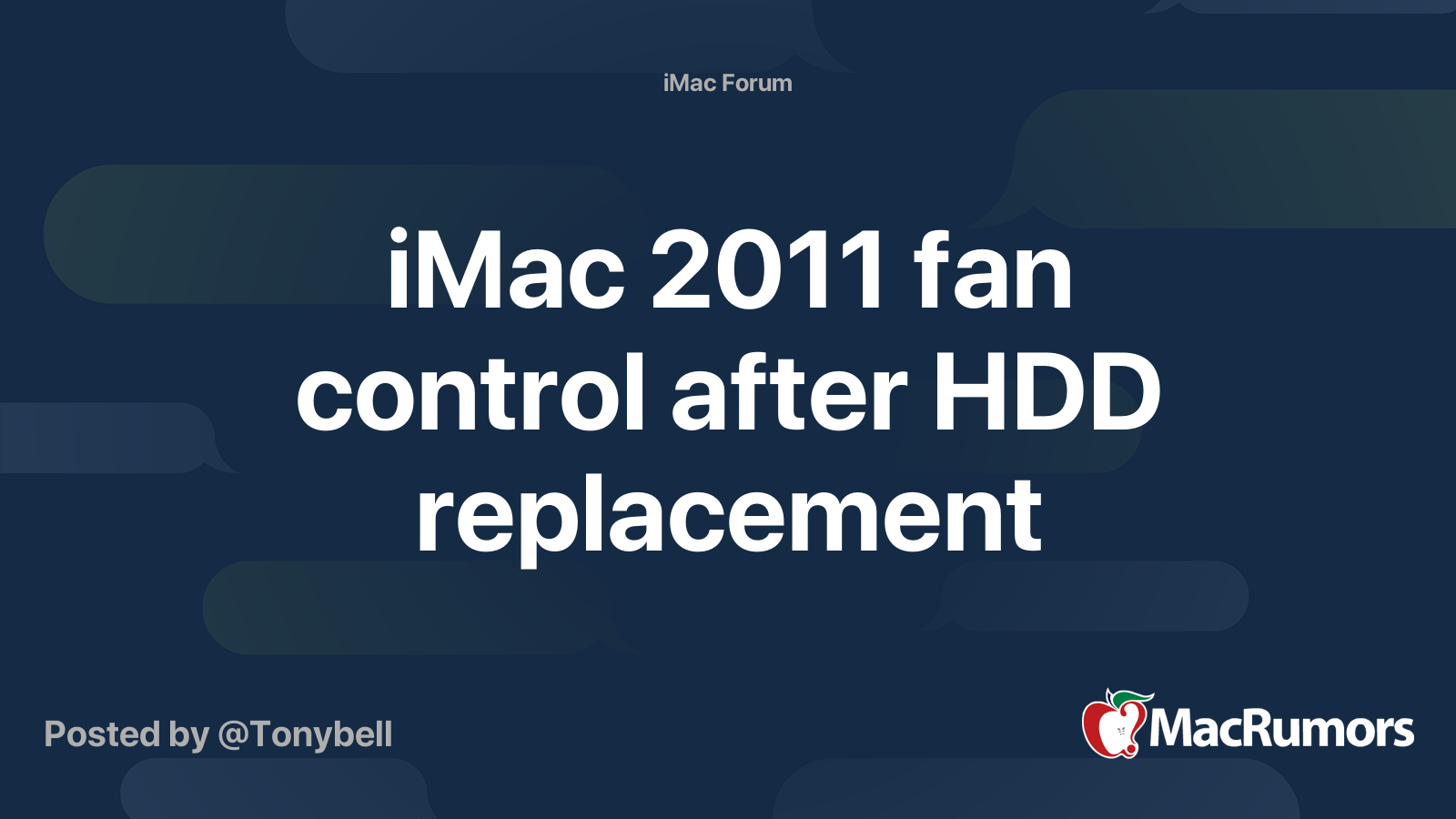 iMac 2011 fan control after HDD replacement MacRumors Forums