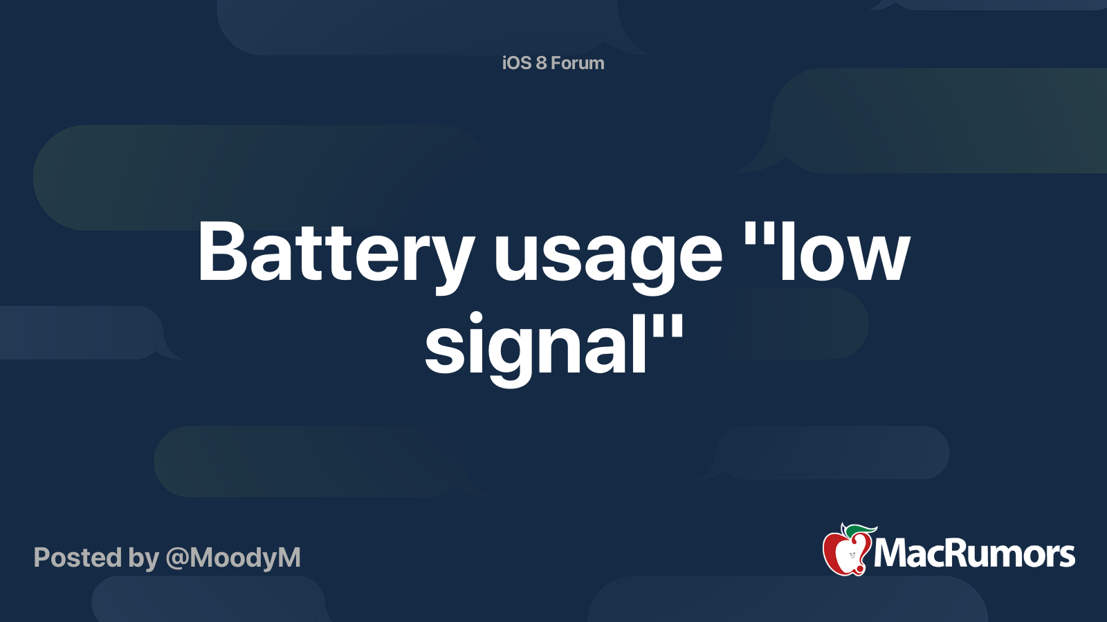 Battery usage "low signal" MacRumors Forums