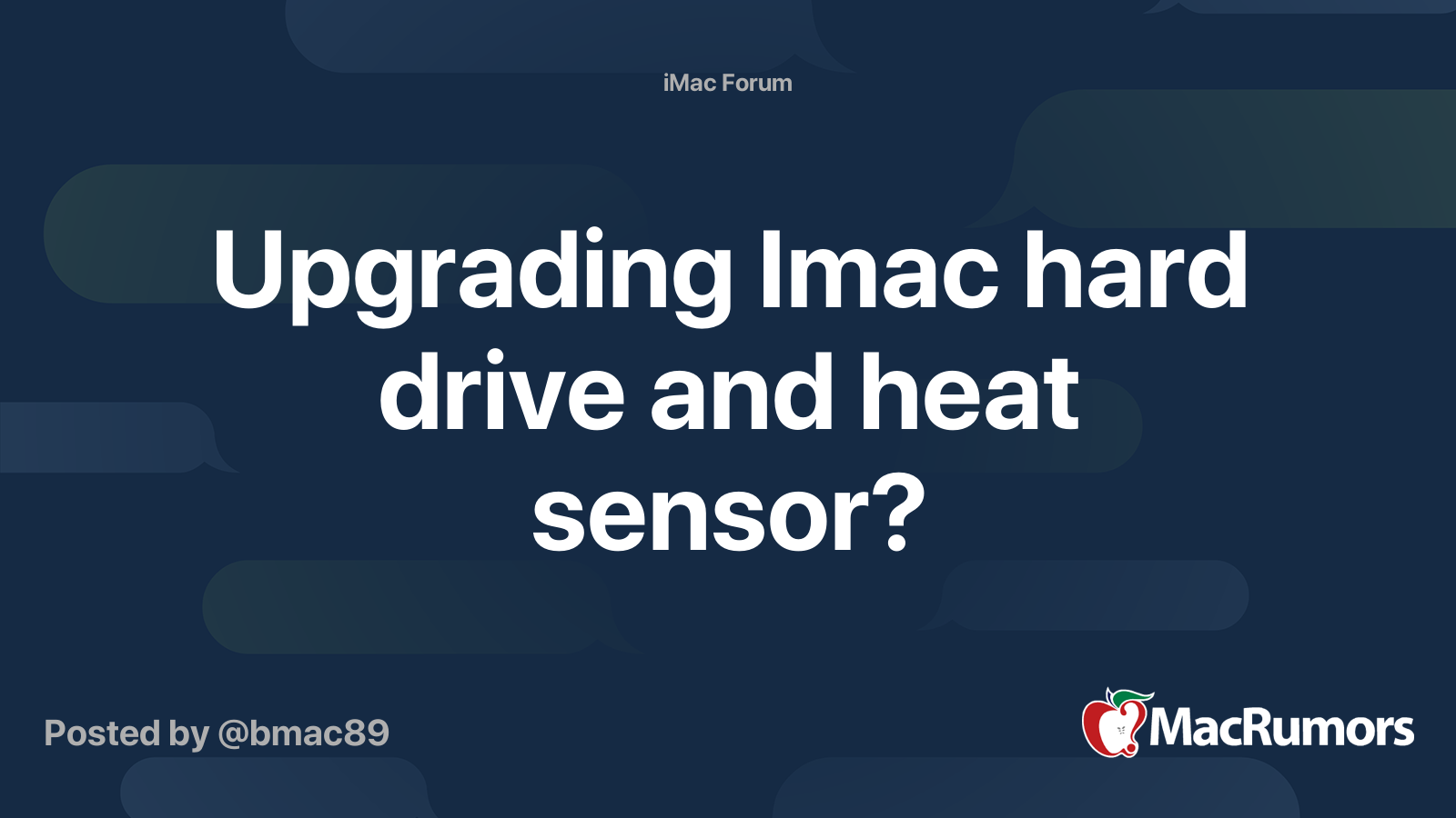 Upgrading Imac hard drive and heat sensor? | MacRumors Forums