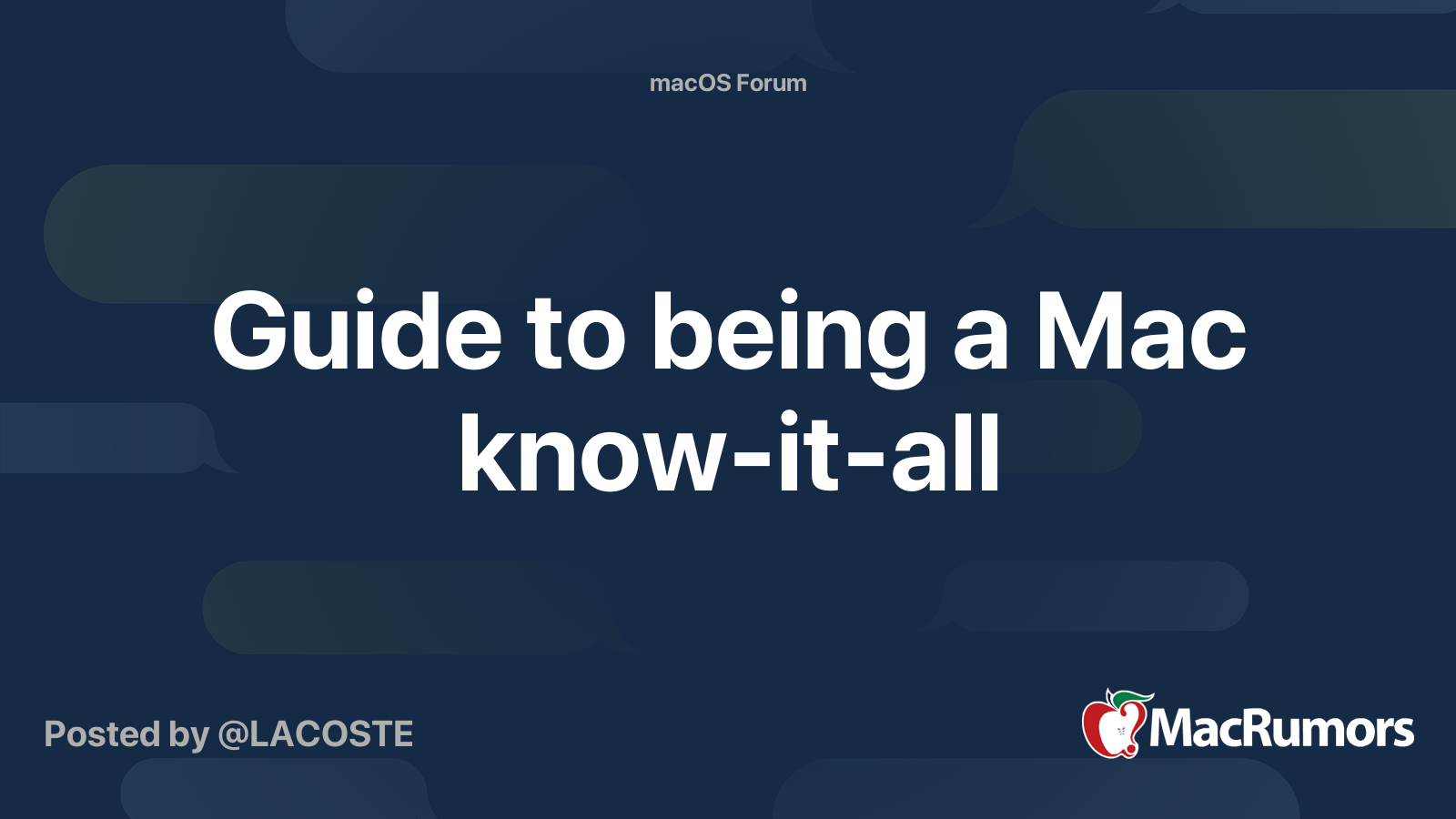 Guide to being a Mac know-it-all | MacRumors Forums