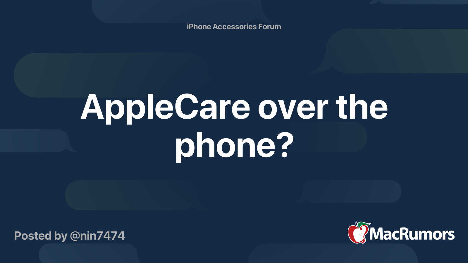 AppleCare over the phone? | MacRumors Forums