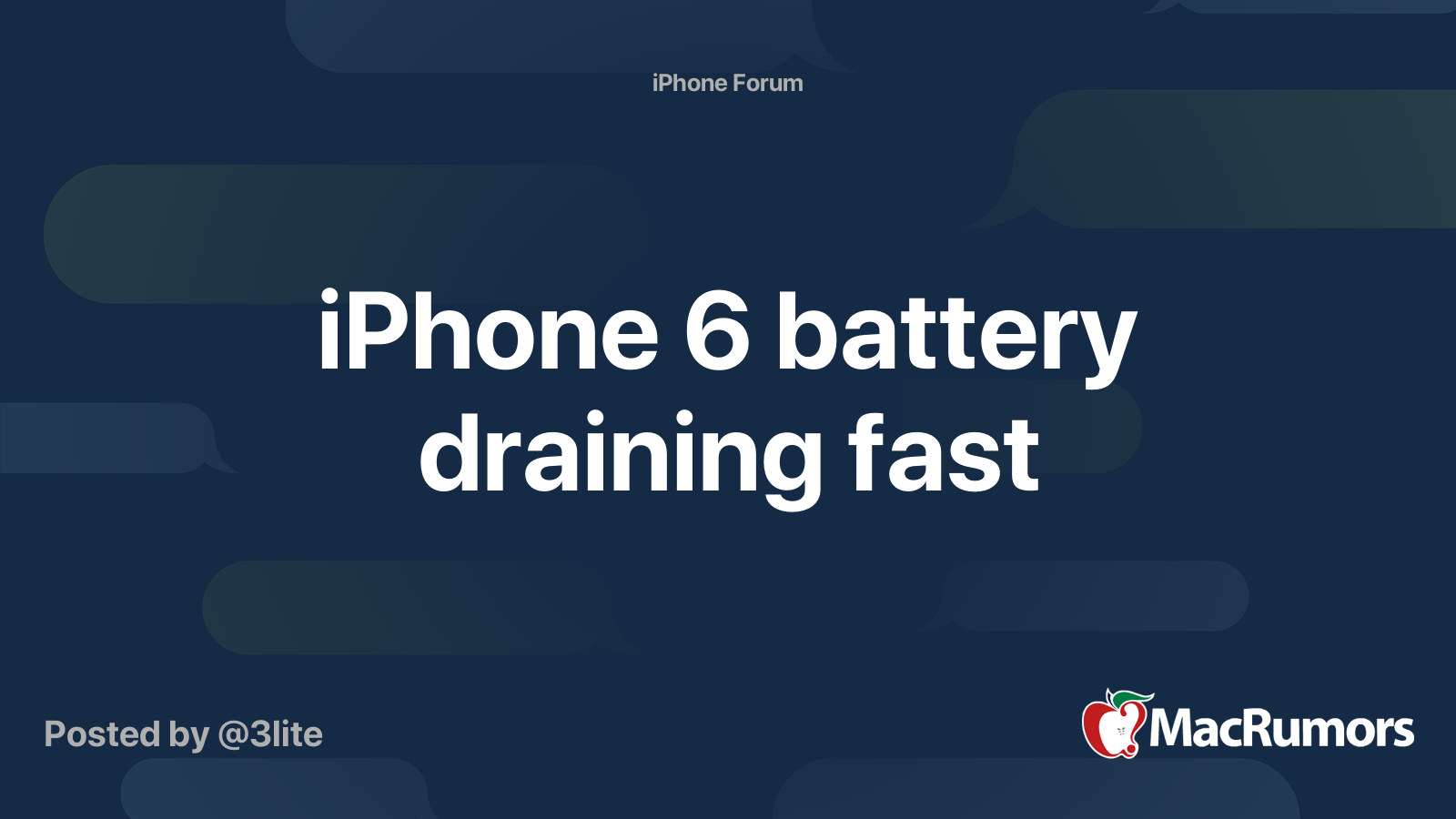 iPhone 6 battery draining fast | MacRumors Forums