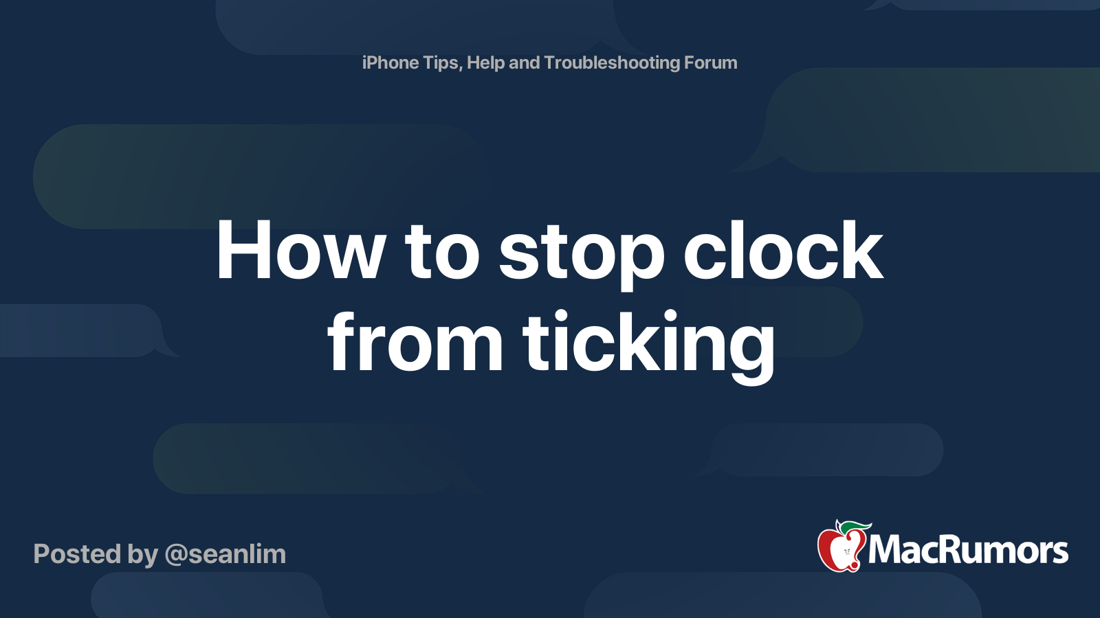 How to stop clock from ticking MacRumors Forums