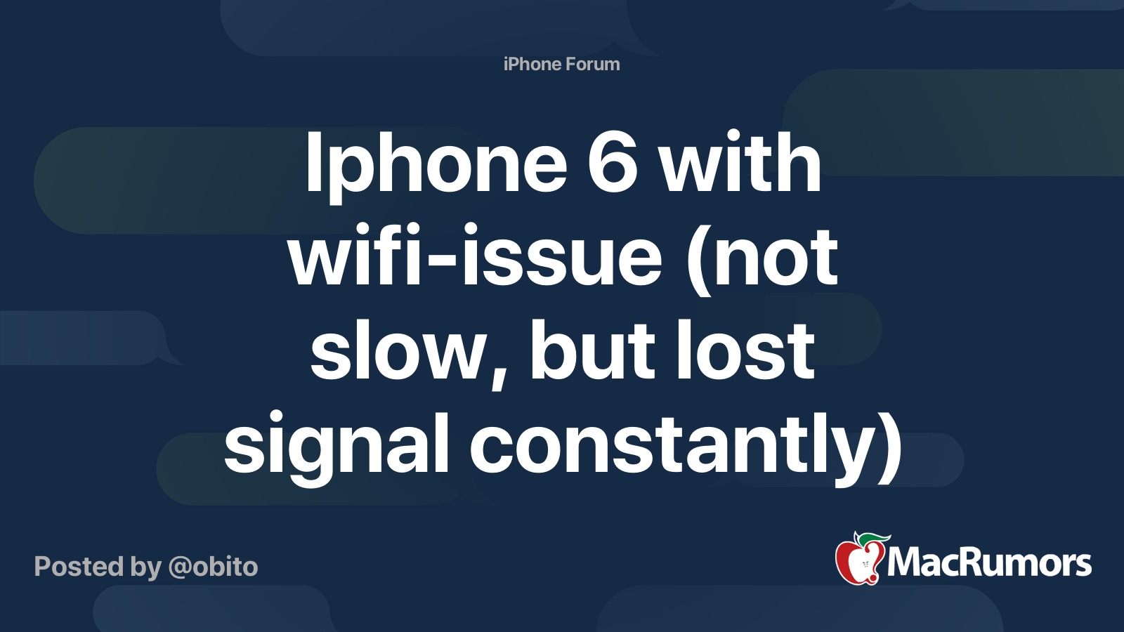 Iphone 6 with wifiissue (not slow, but lost signal constantly