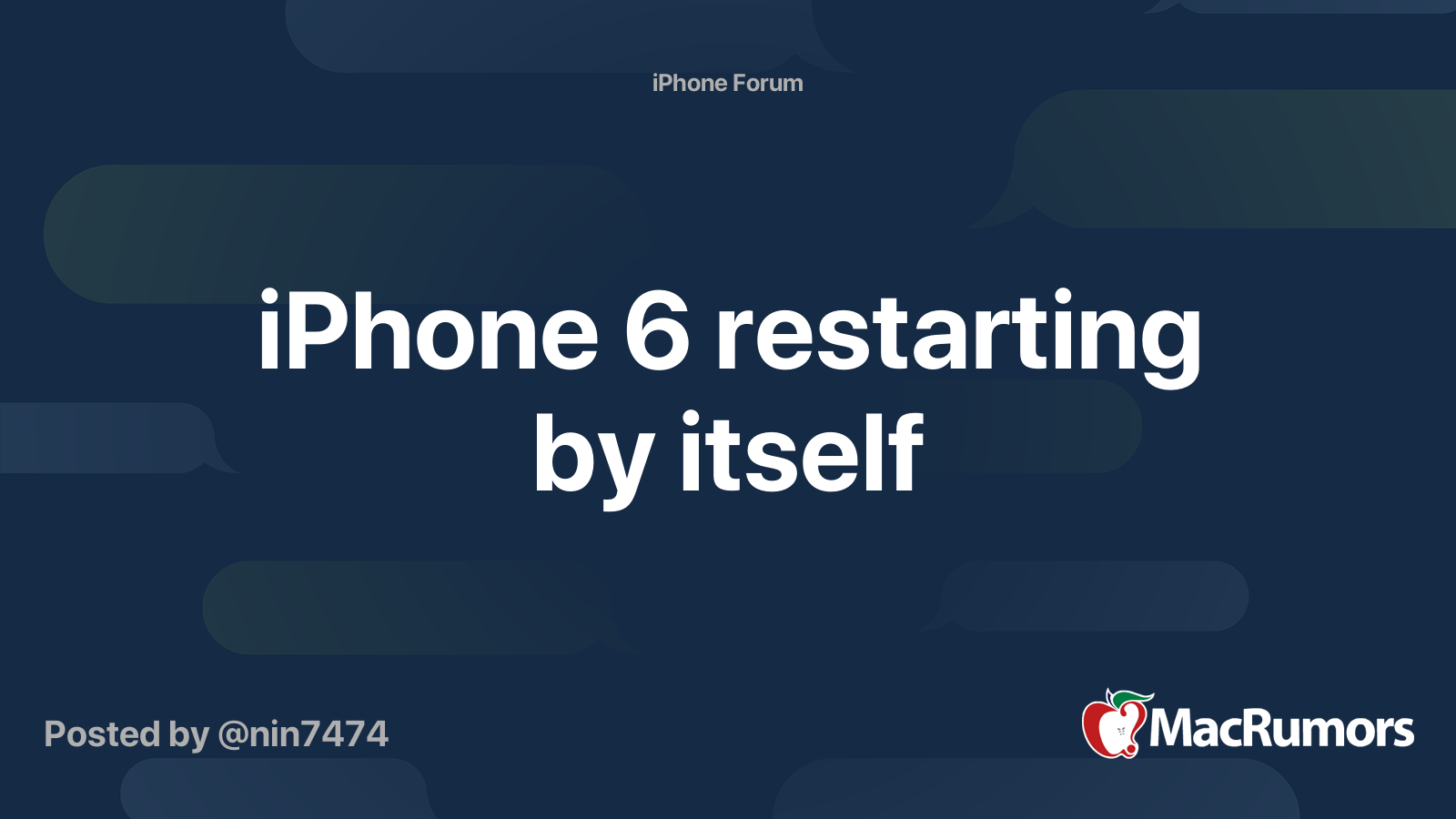 iPhone 6 restarting by itself | MacRumors Forums