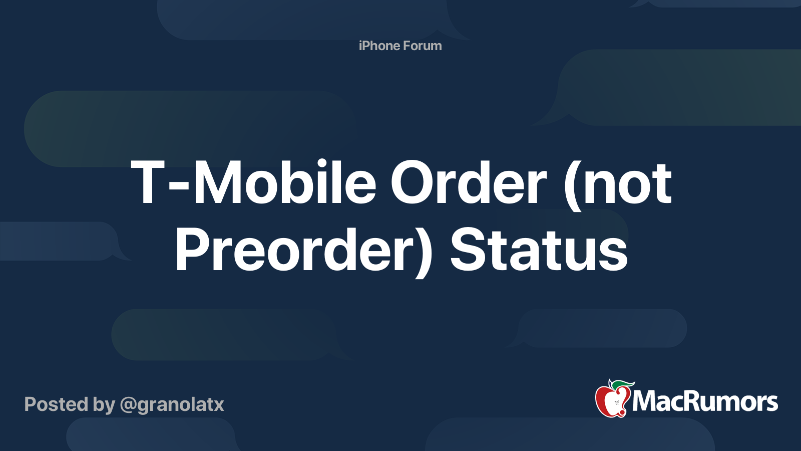 TMobile Order (not Preorder) Status MacRumors Forums