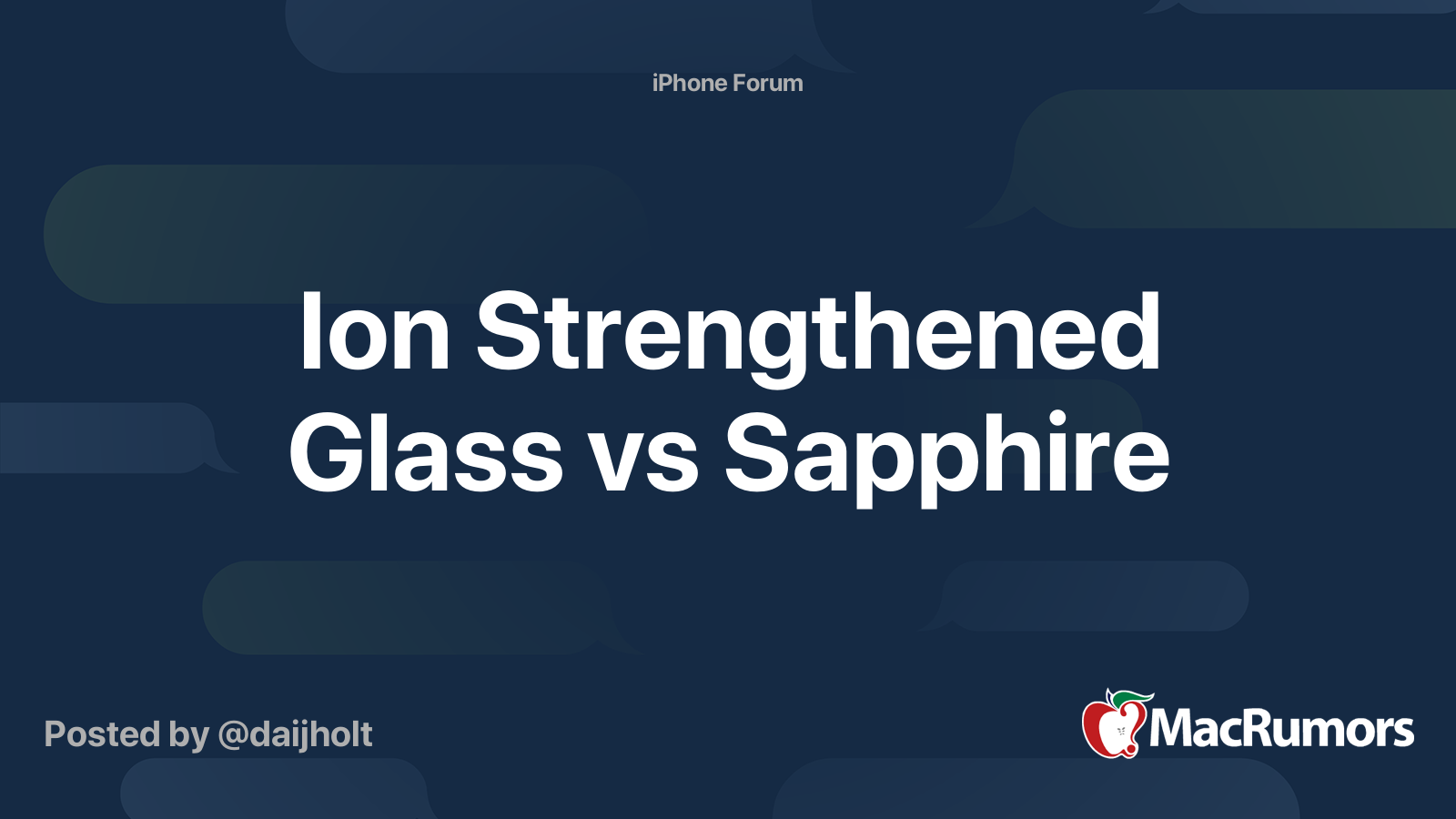 Ion Strengthened Glass vs Sapphire MacRumors Forums