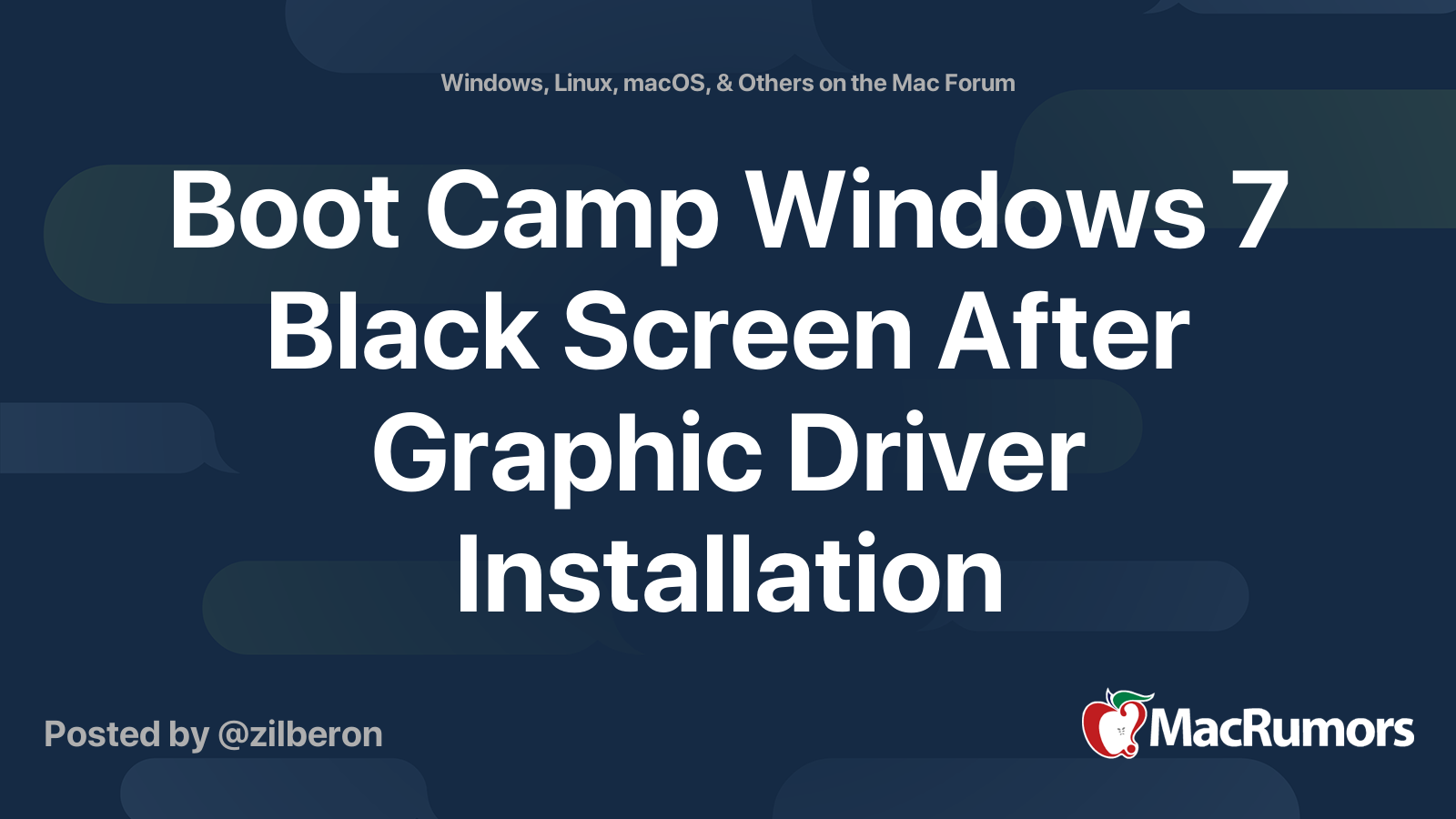 Boot Camp Windows 7 Black Screen After Graphic Driver Installation