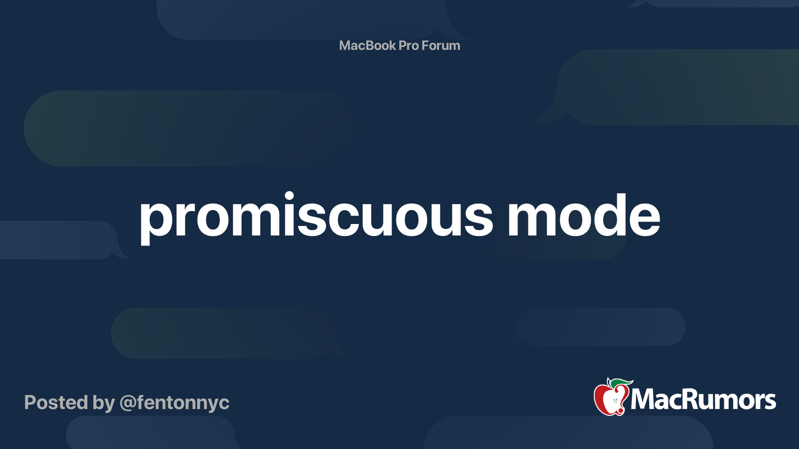 promiscuous mode MacRumors Forums