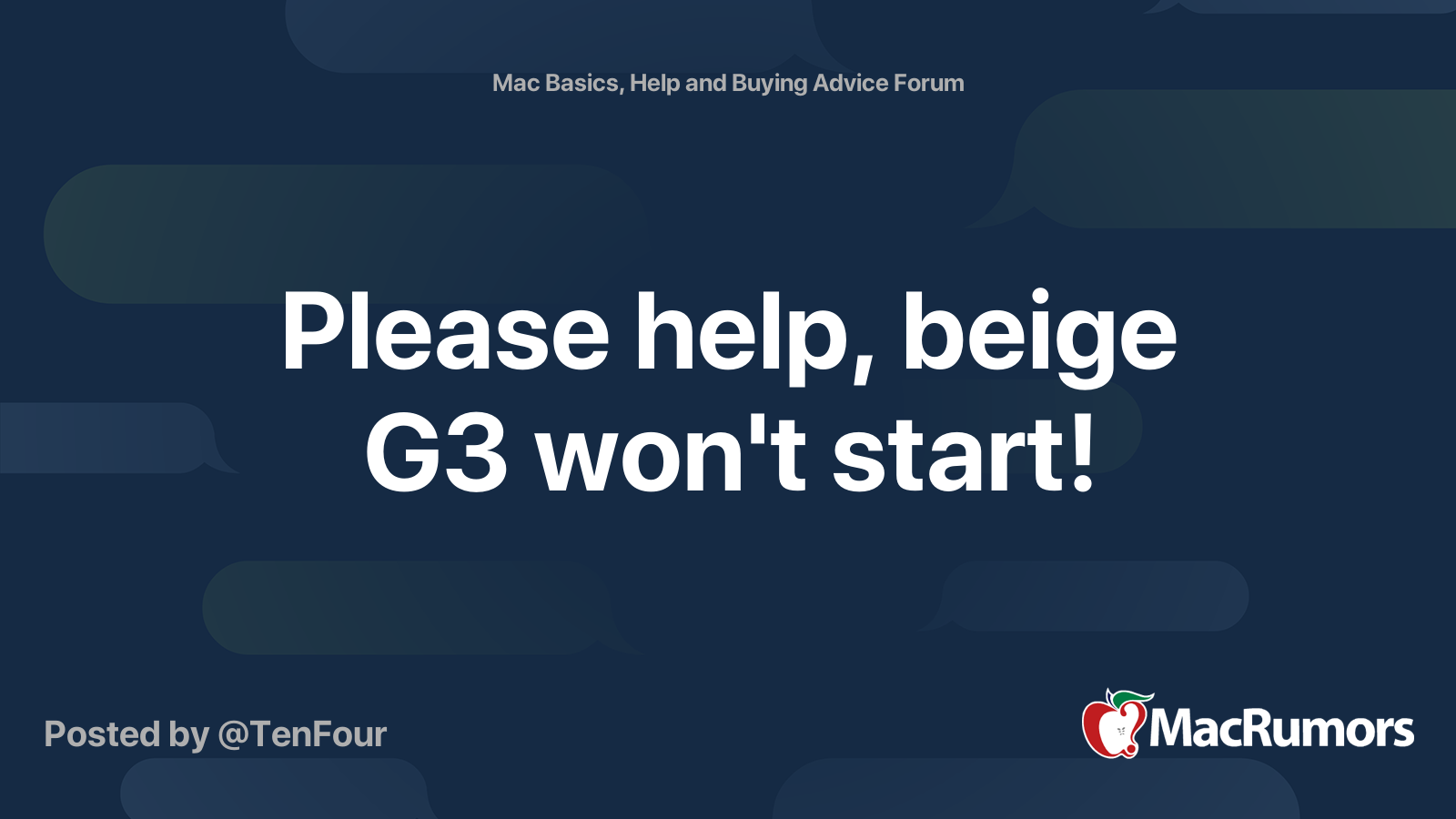 Please help, beige G3 won't start!