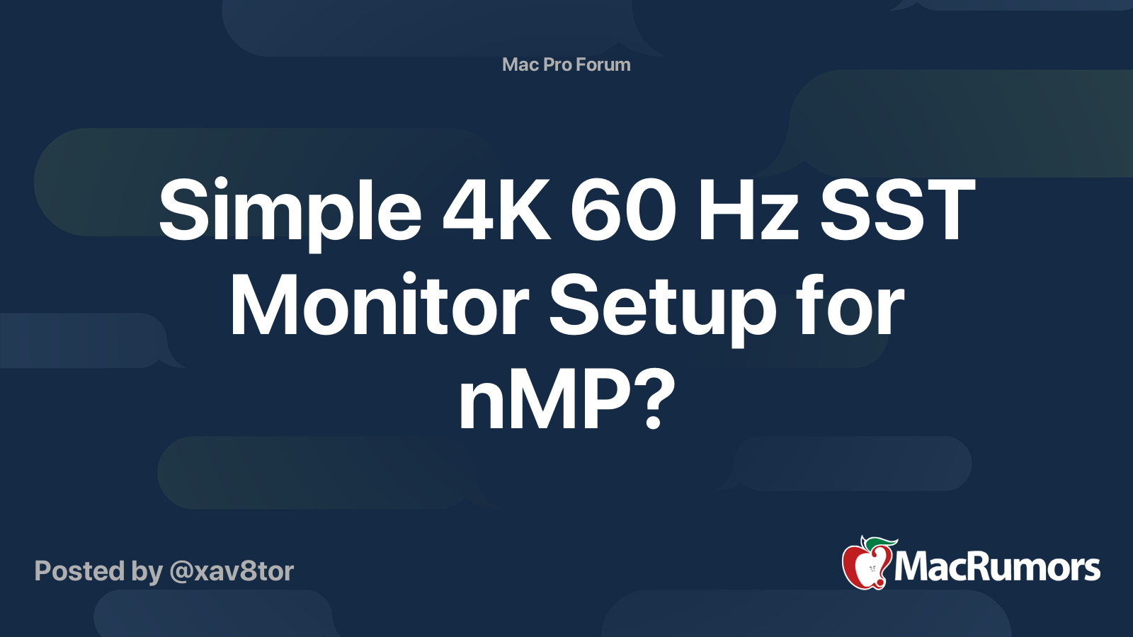 Simple 4k 60 Hz Sst Monitor Setup For Nmp Macrumors Forums