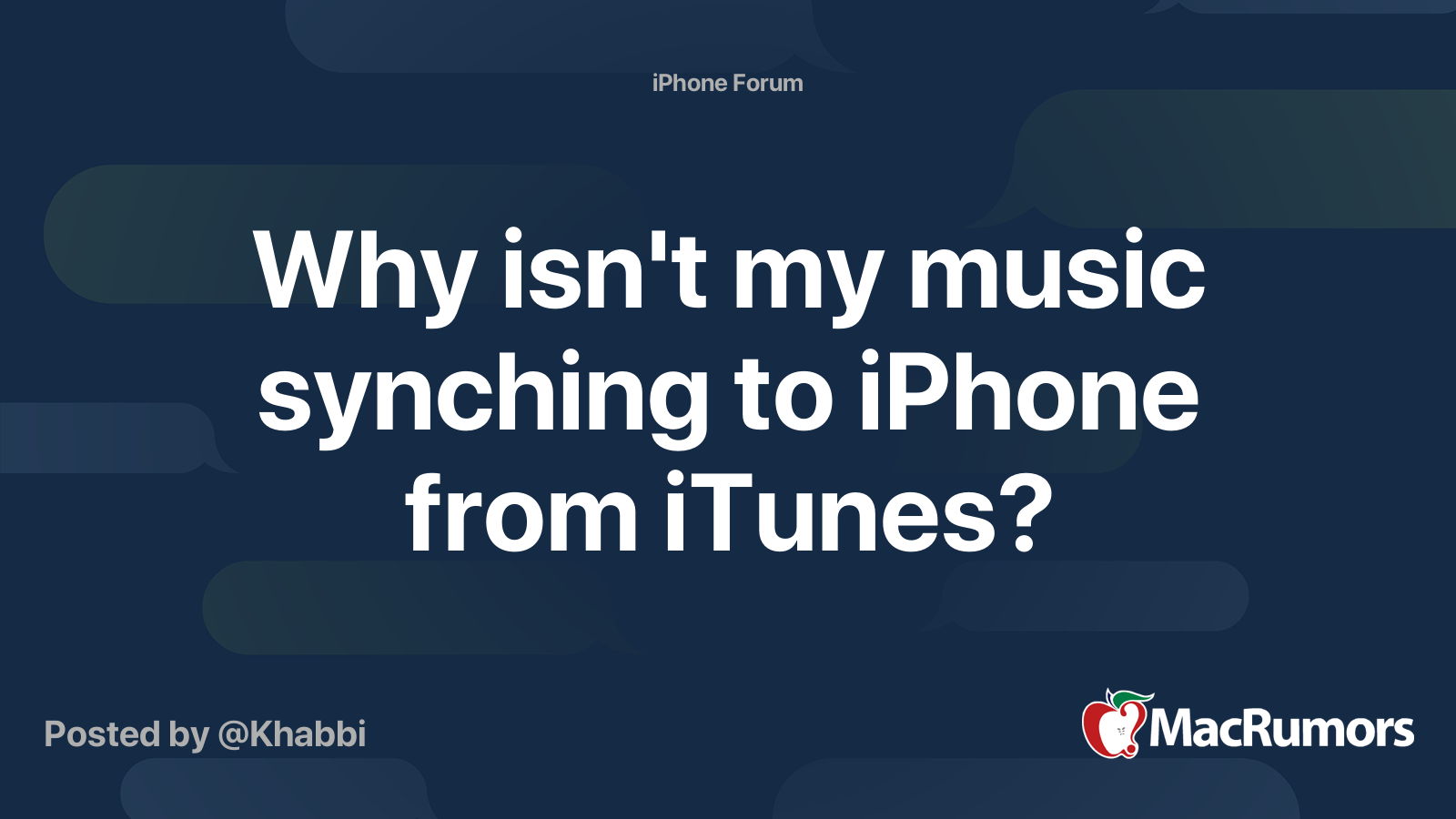 Why isn't my music synching to iPhone from iTunes? MacRumors Forums