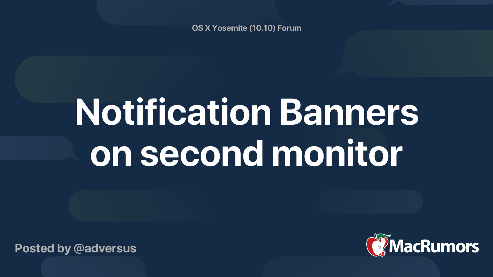 Notification Banners on second monitor MacRumors Forums