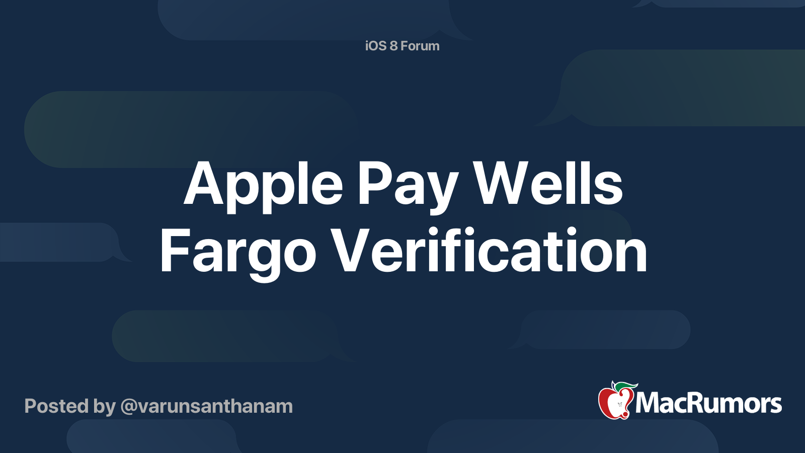 Apple Pay Wells Fargo Verification MacRumors Forums