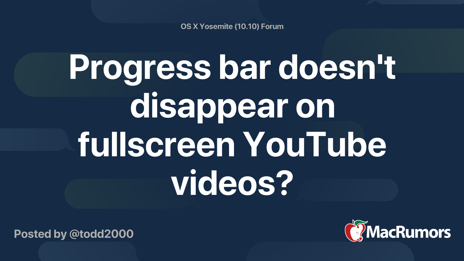 Progress bar doesn't disappear on fullscreen YouTube videos