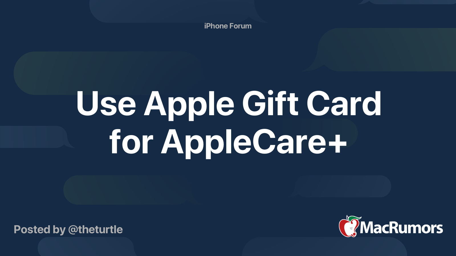 Use Apple Gift Card for AppleCare+ MacRumors Forums
