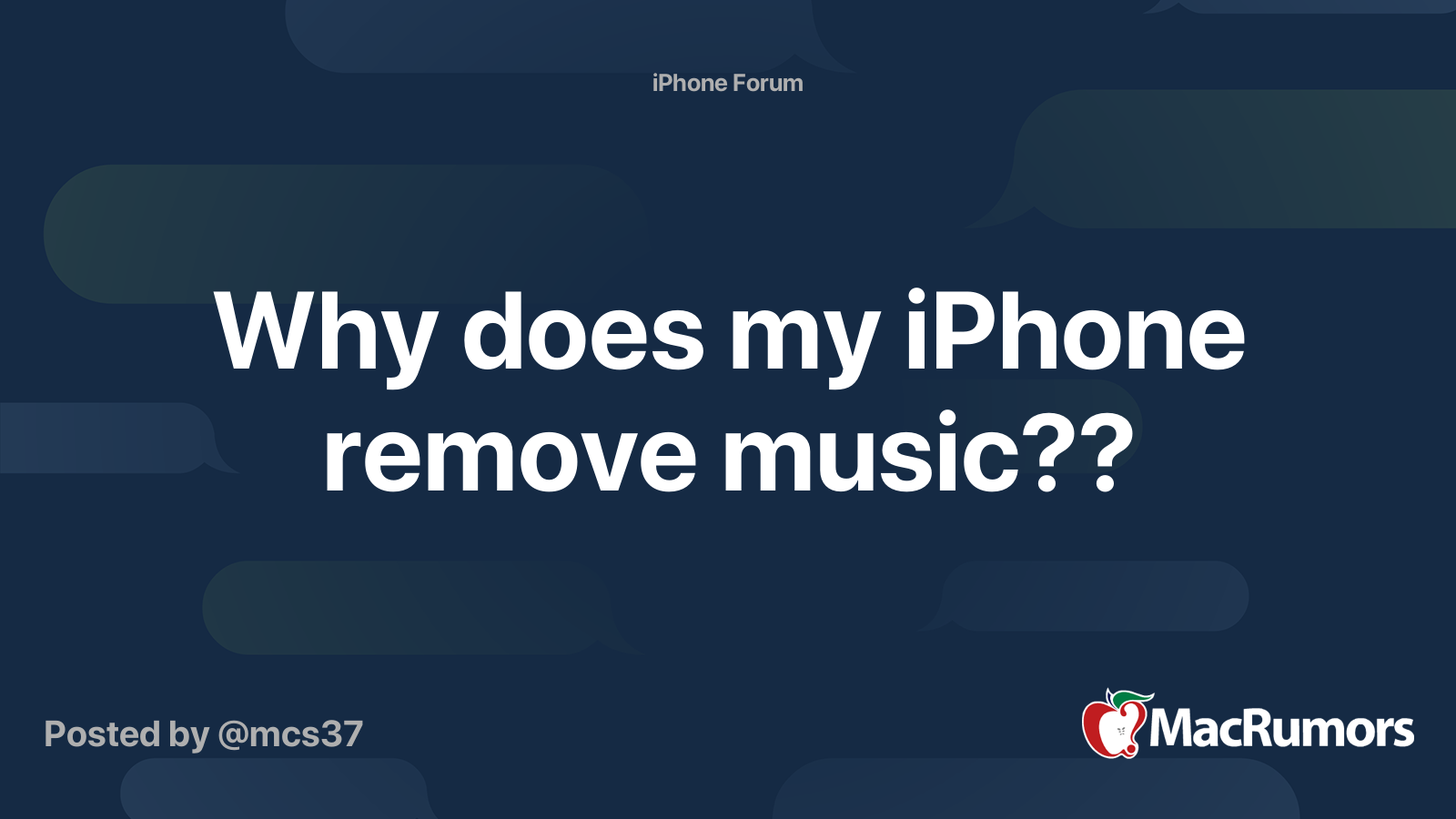 Why does my iPhone remove music?? MacRumors Forums
