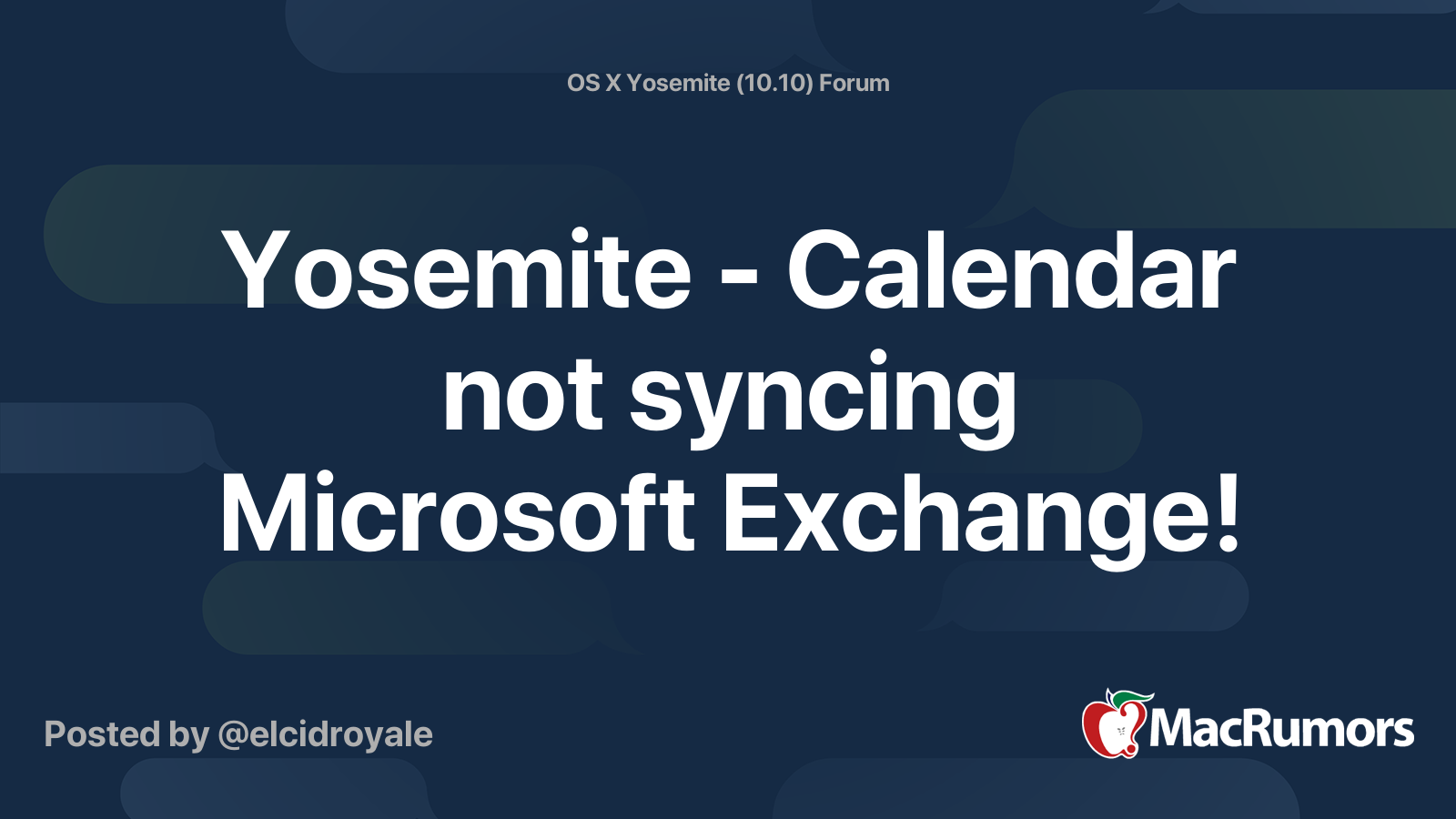 Yosemite Calendar not syncing Microsoft Exchange! MacRumors Forums