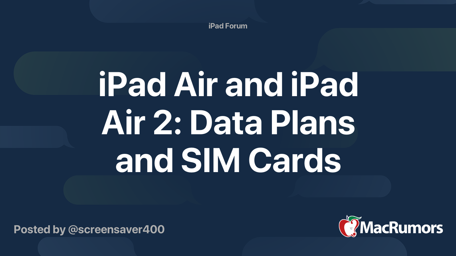 iPad Air and iPad Air 2 Data Plans and SIM Cards MacRumors Forums