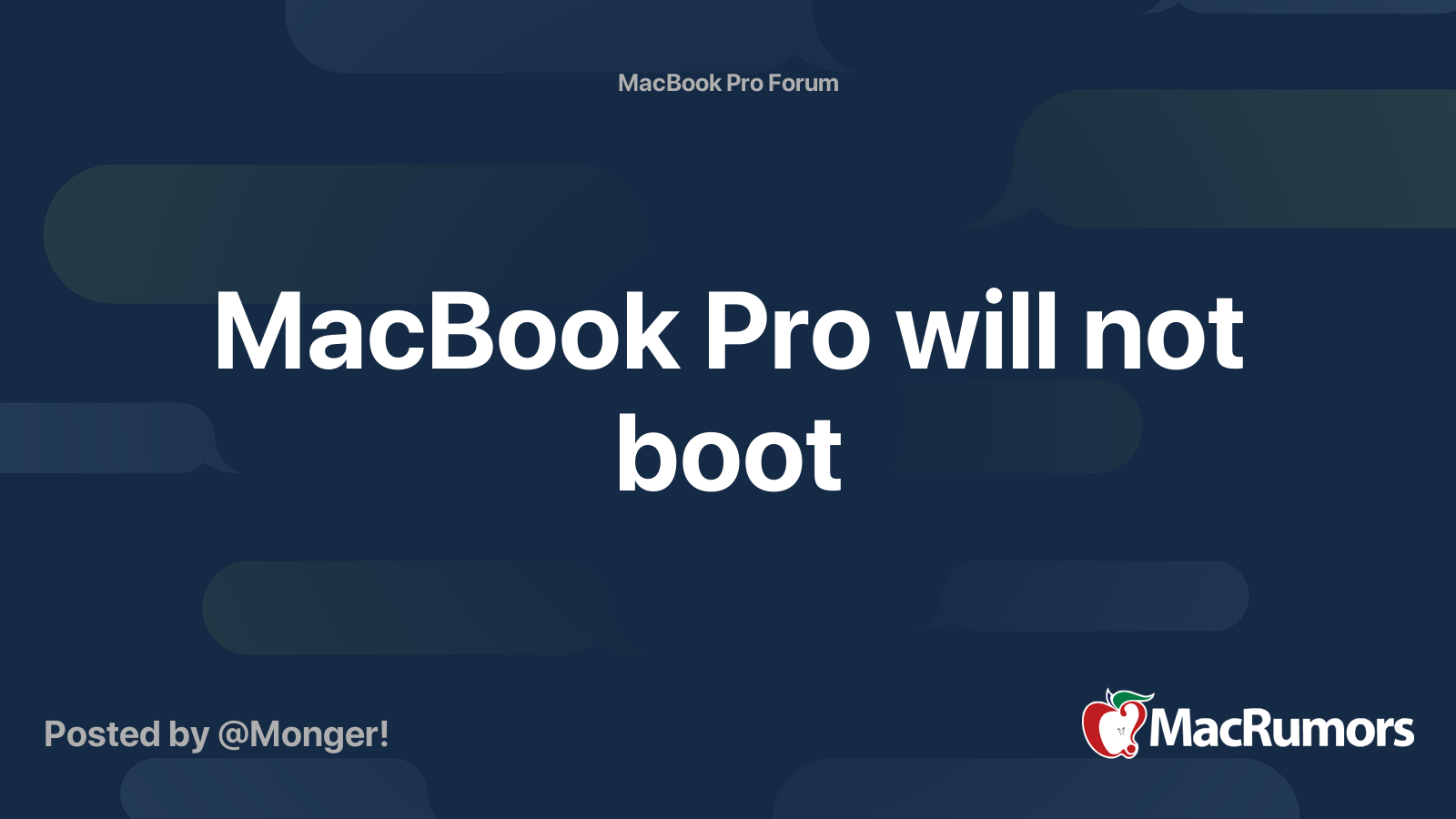 MacBook Pro will not boot | MacRumors Forums