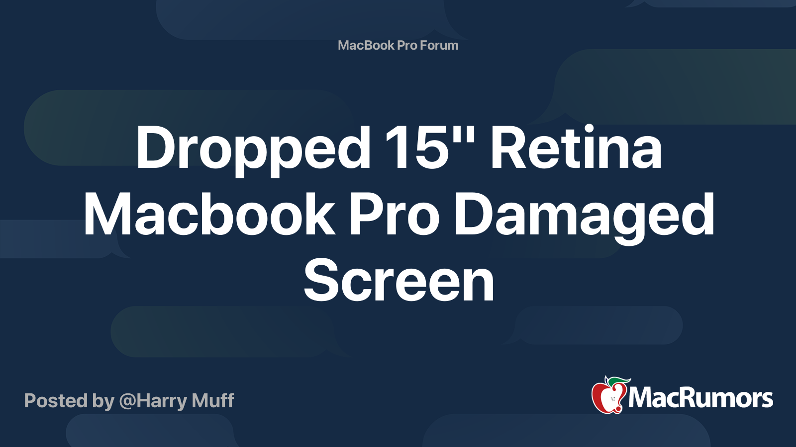 Dropped 15" Retina Macbook Pro Damaged Screen | MacRumors Forums