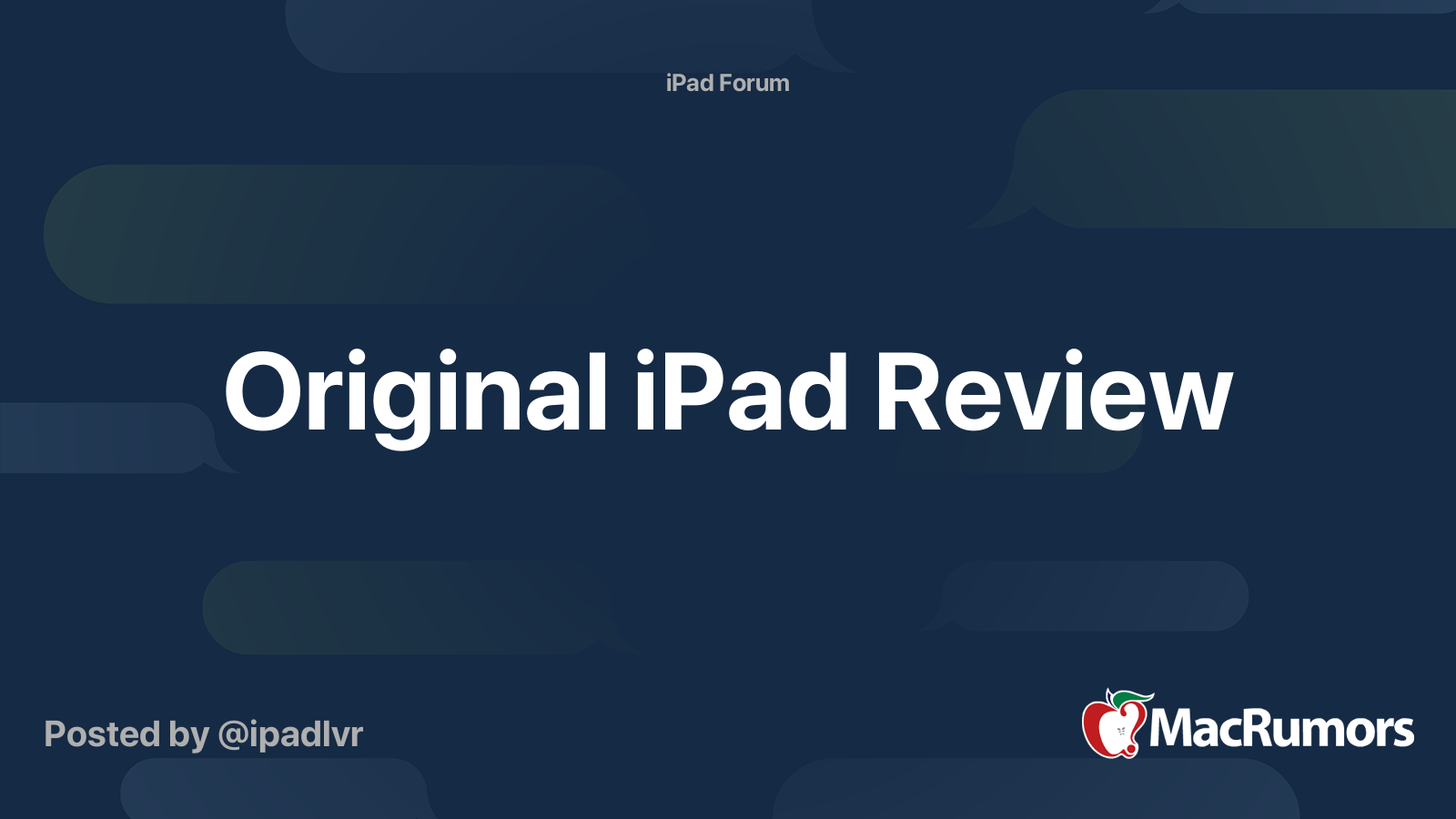 Original iPad Review | MacRumors Forums