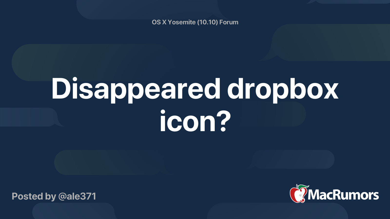 Disappeared dropbox icon? MacRumors Forums