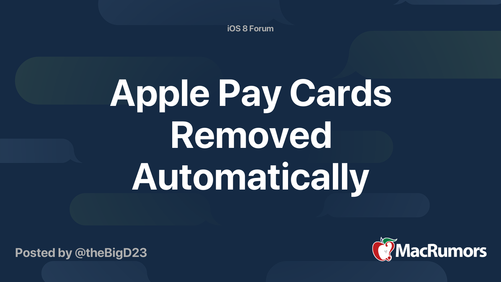 Apple Pay Cards Removed Automatically | MacRumors Forums