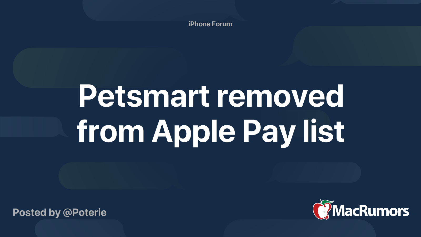 Petsmart removed from Apple Pay list MacRumors Forums