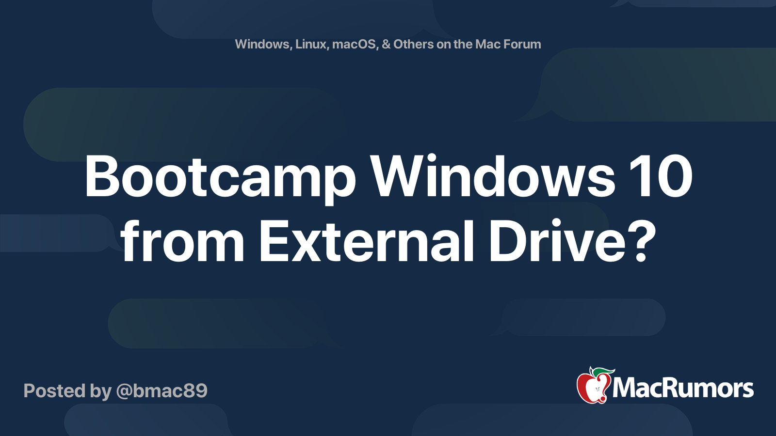 how to install windows 10 bootcamp on a mac external drive