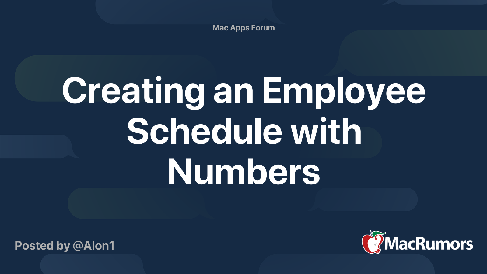 Creating an Employee Schedule with Numbers | MacRumors Forums