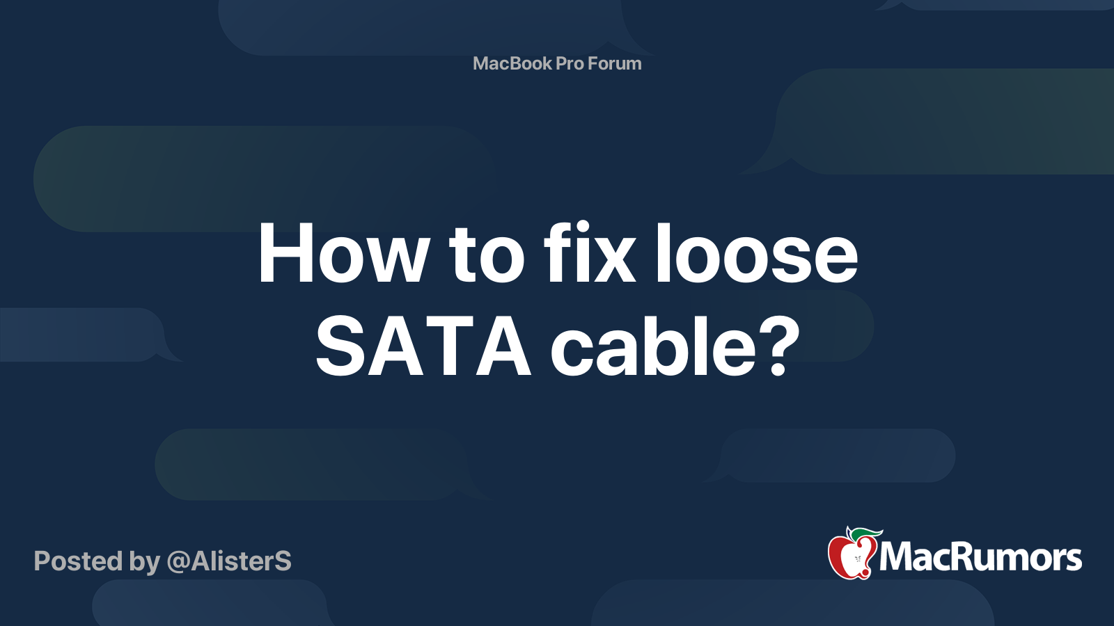 How to fix loose SATA cable? MacRumors Forums