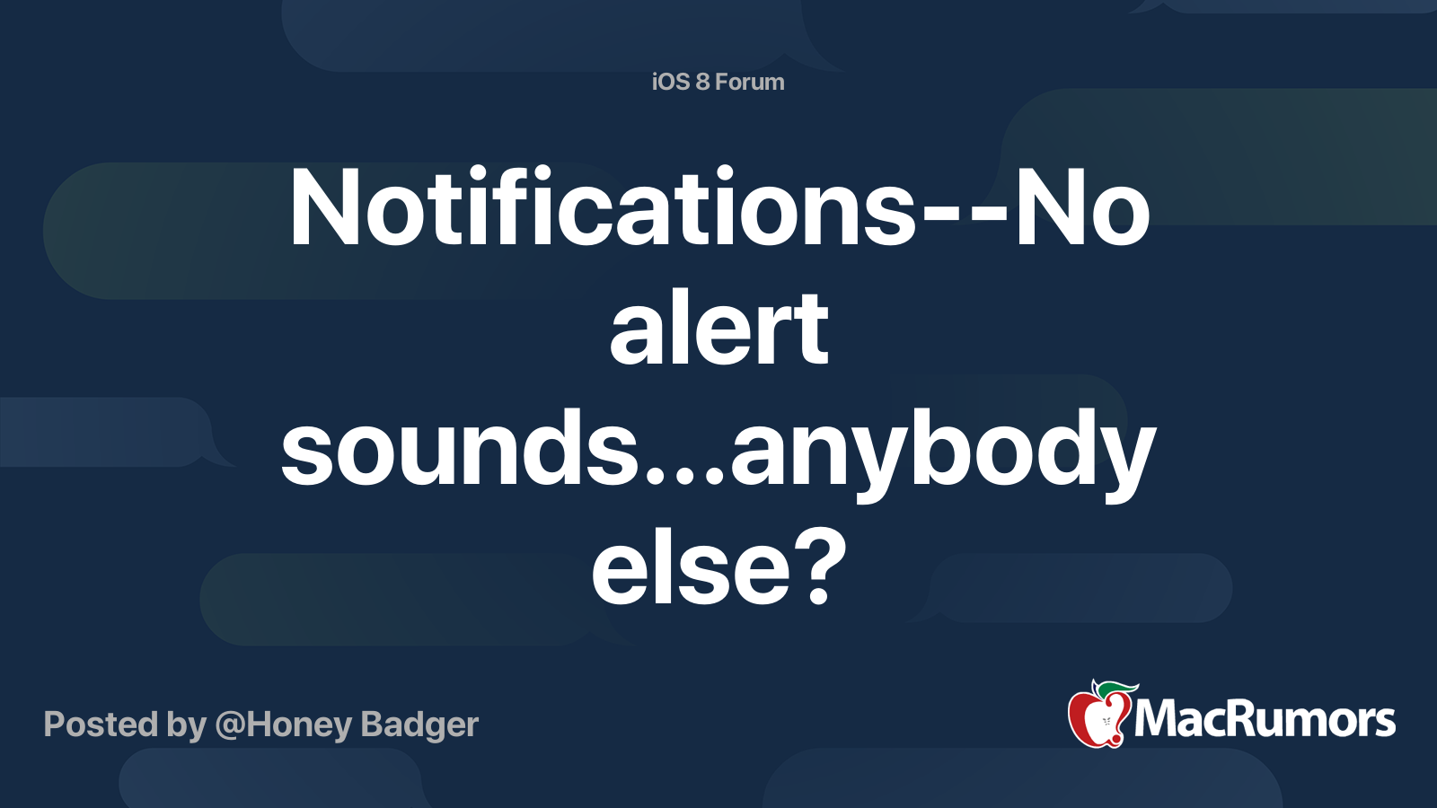 NotificationsNo alert sounds...anybody else? MacRumors Forums