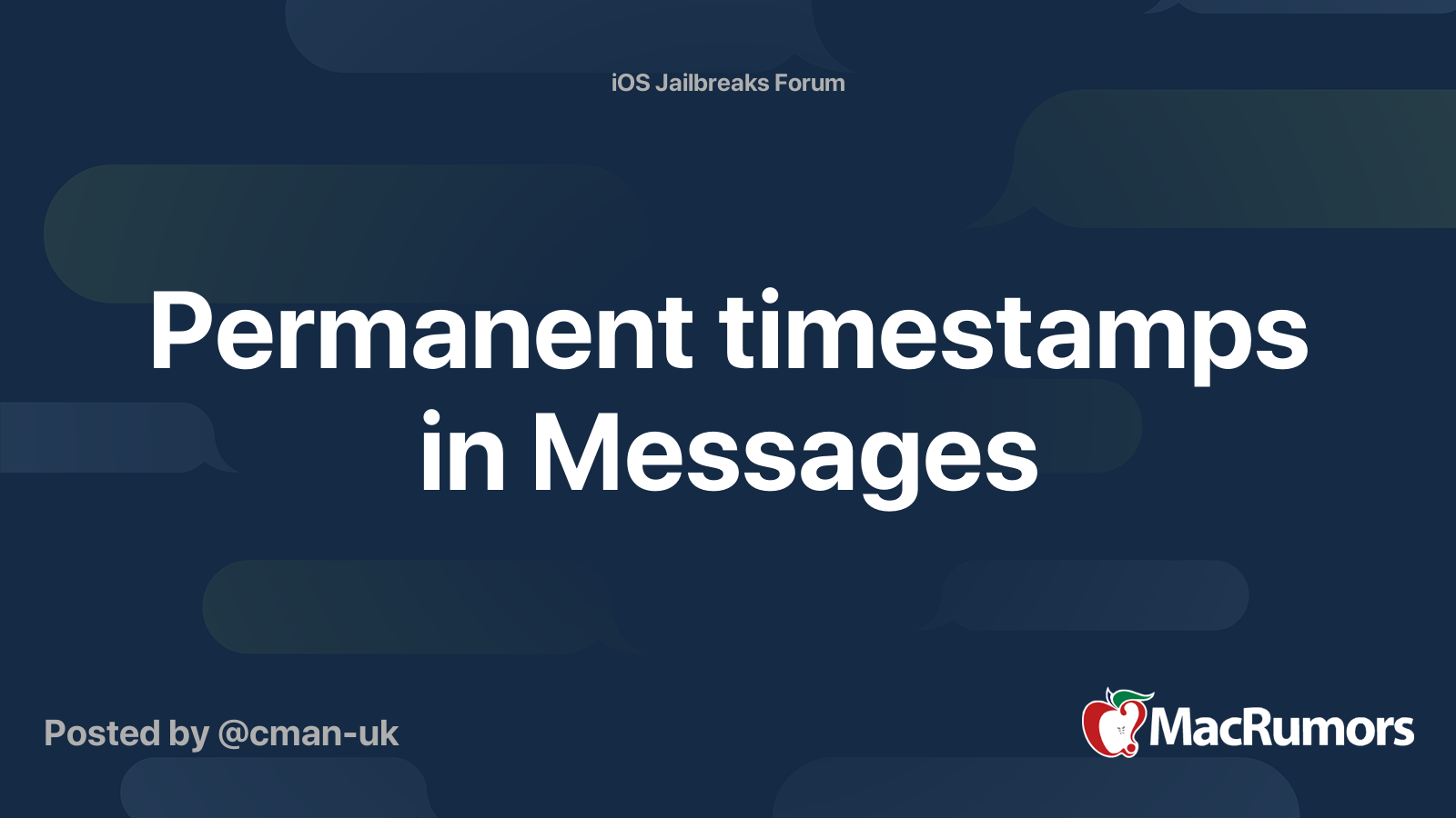 Permanent timestamps in Messages | MacRumors Forums