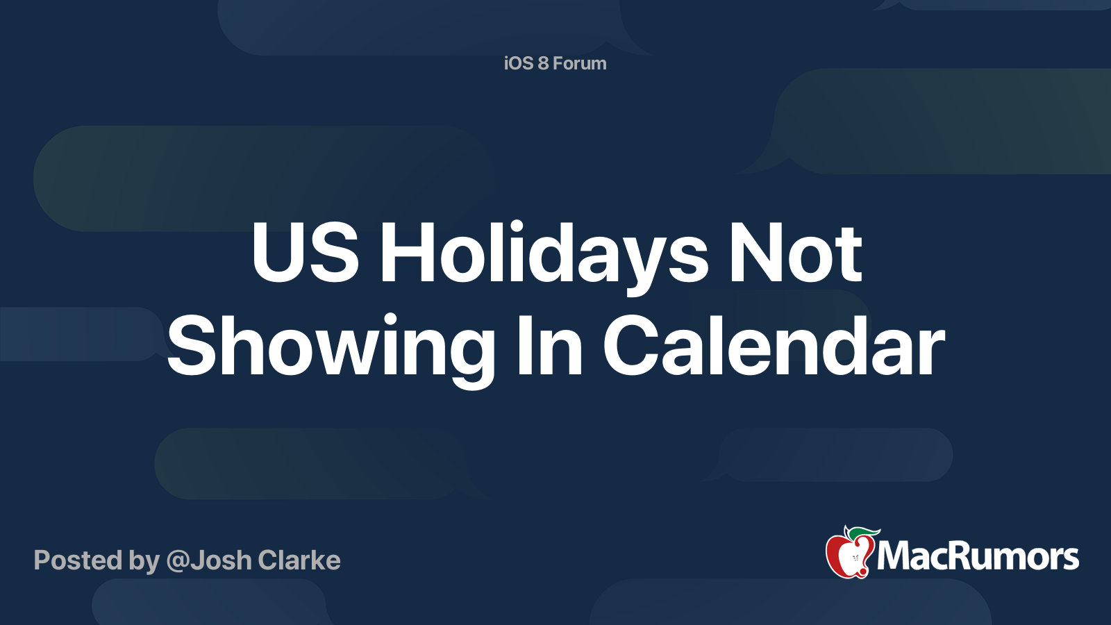 US Holidays Not Showing In Calendar MacRumors Forums